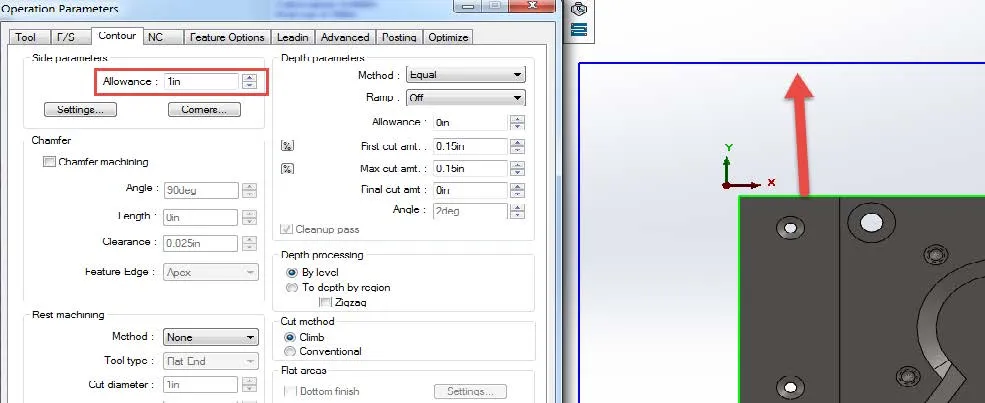 CAMWorks Side Parameters Allowance