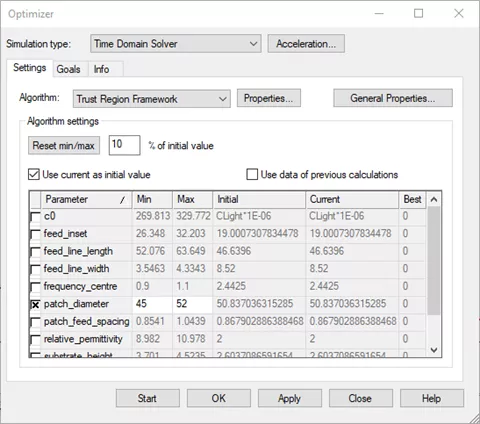 CST Studio Optimizer Tool