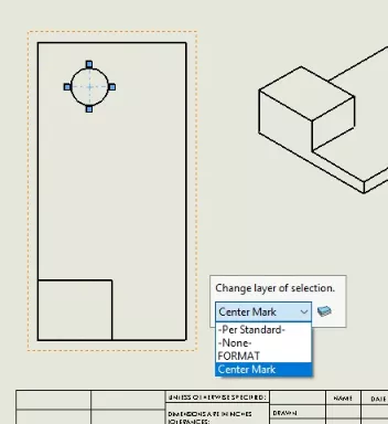 Center Mark Layer in SOLIDWORKS
