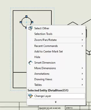 SOLIDWORKS Change Layer Option