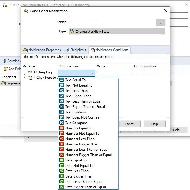 Conditional notifications ECR review