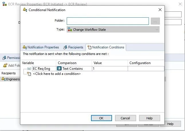 Conditional notifications engineering group