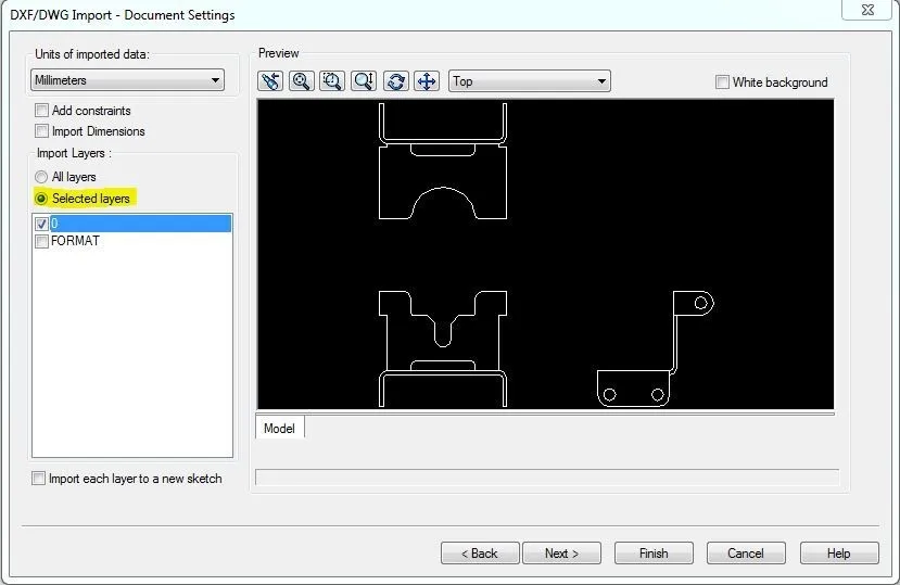 convert 2d dwg data into part files