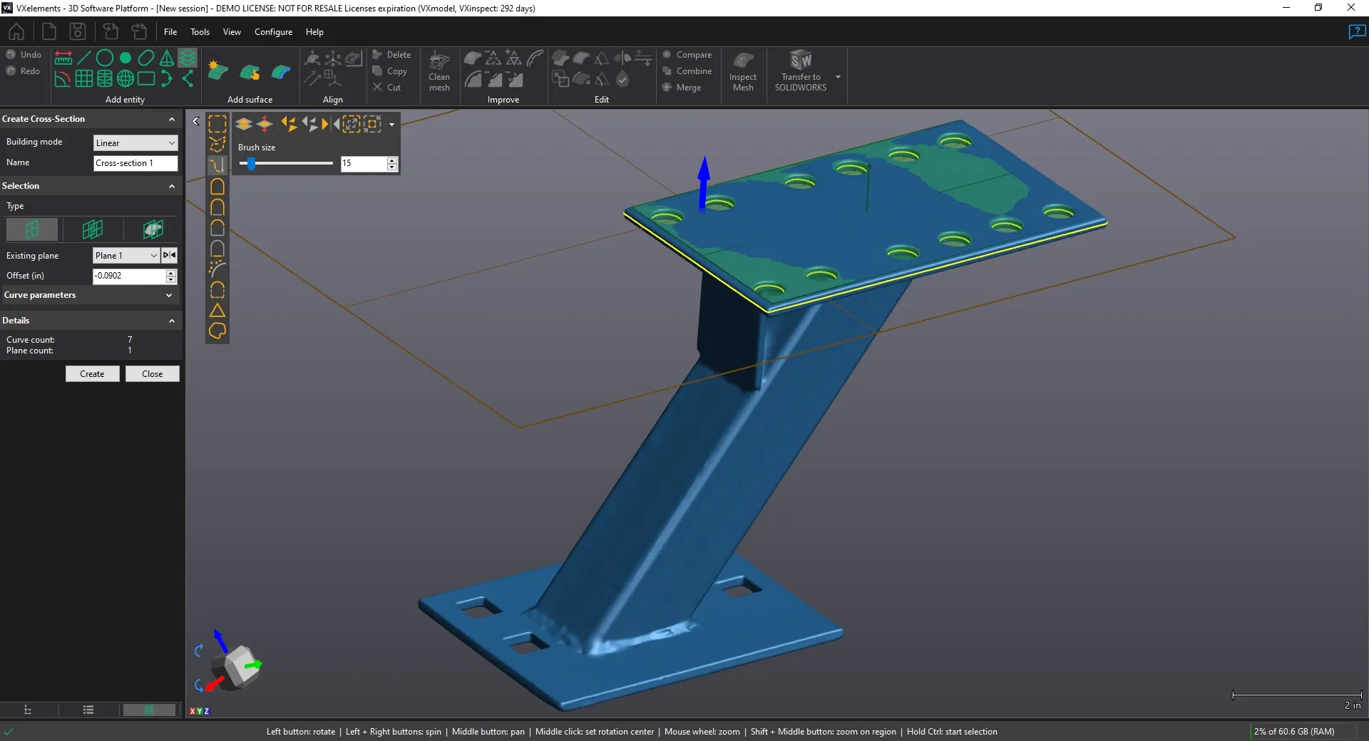 Cross Sections Feature Available with the Creaform VX Model Software