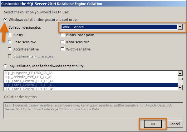 Customize SQL Server 2014 Database Engine Collation