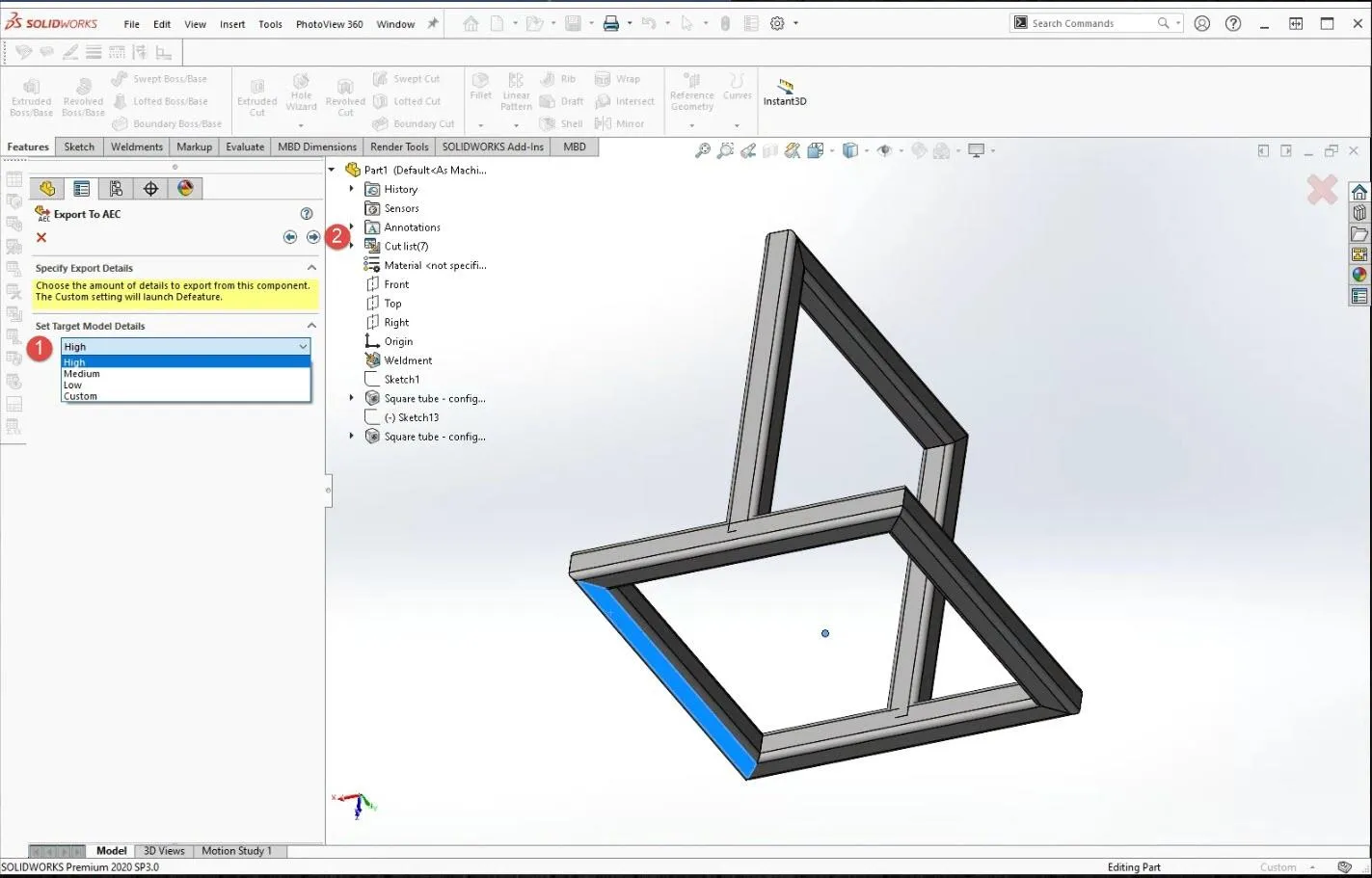 Detail Level SOLIDWORKS BIM and AEC Software Export