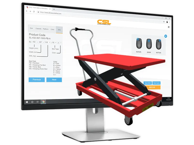 DriveWorks Sales Configurator具有交互式三维可视化功能