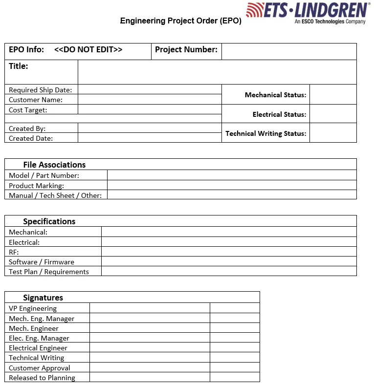 engineering project order