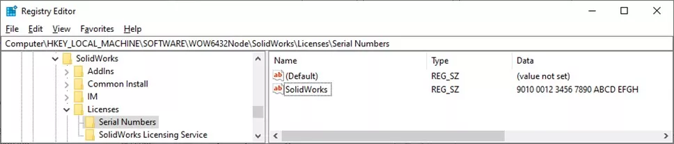 Find your SOLIDWORKS Serial Number Inside Windows Registry Editor