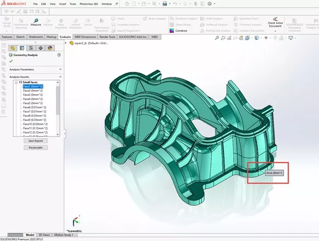 Geometry Analysis SOLIDWORKS PropertyManager