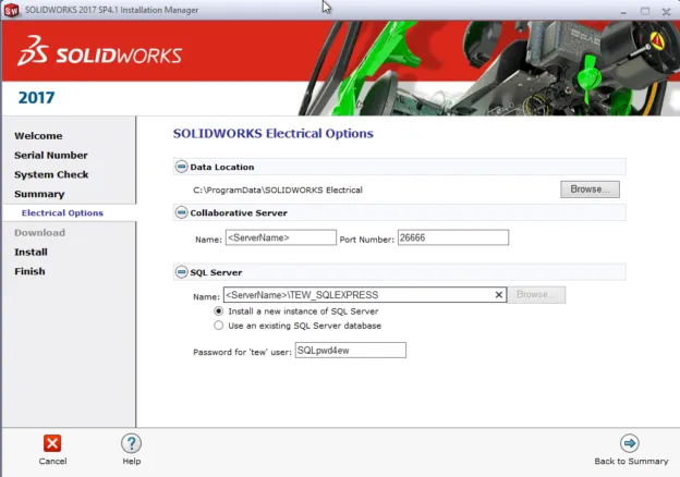 installing solidworks electrical SQL server 