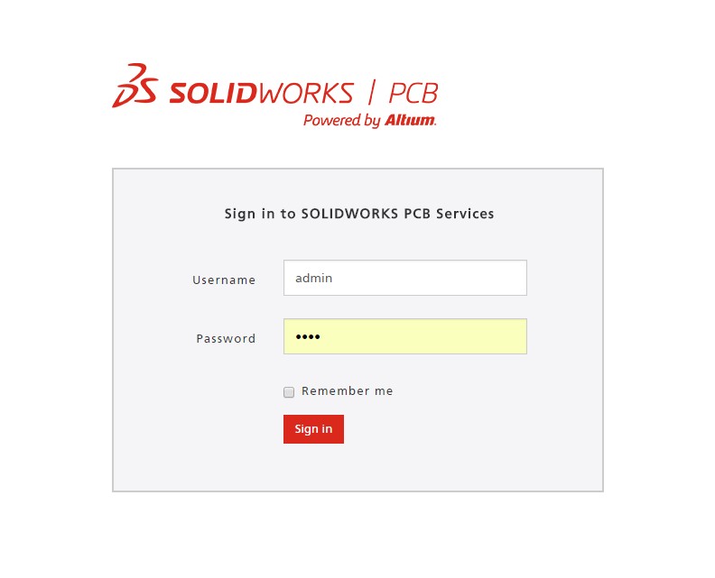 SOLIDWORKS PCB Services Sign In