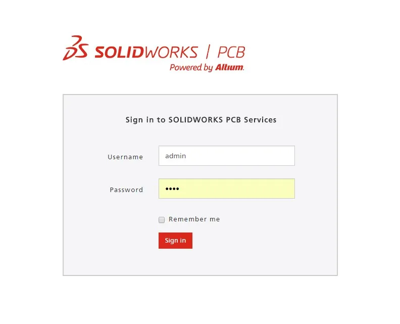 SOLIDWORKS PCB Services Sign In