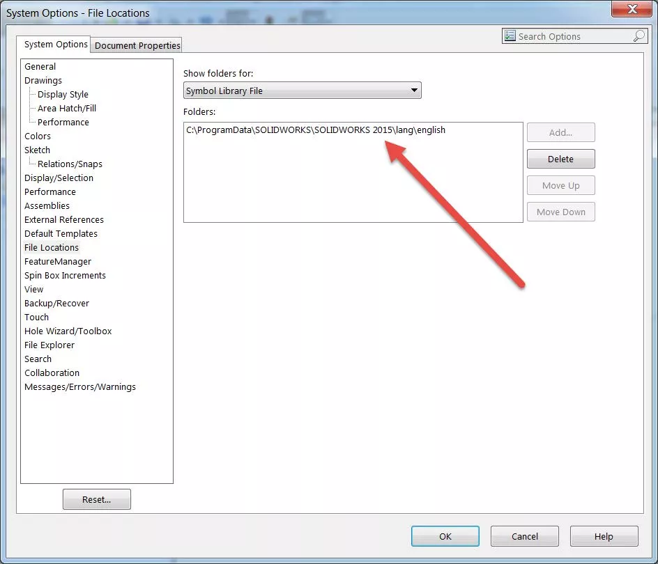 MOD DIAM Diameter System Option File Location