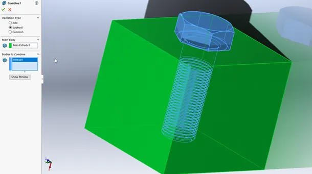 Negative Space Example SOLIDWORKS Combine Tool