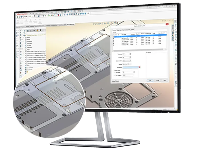 NESTINGWorks automatically nests parts within SOLIDWORKS.