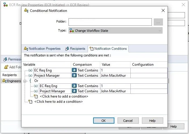 Notification Conditions SOLIDWORKS PDM