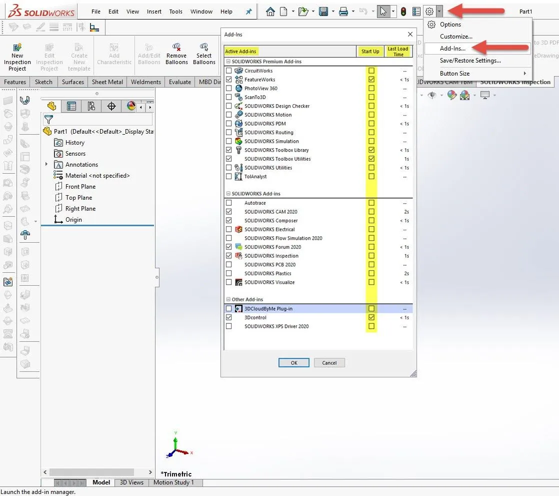 SOLIDWORKS Performance Optimization Adjust Performance Add-ins