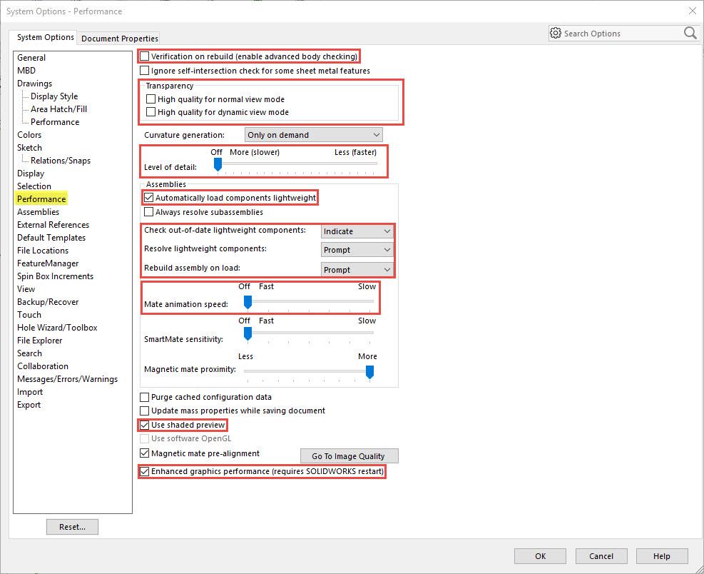 Solidworks graphics hot sale card settings