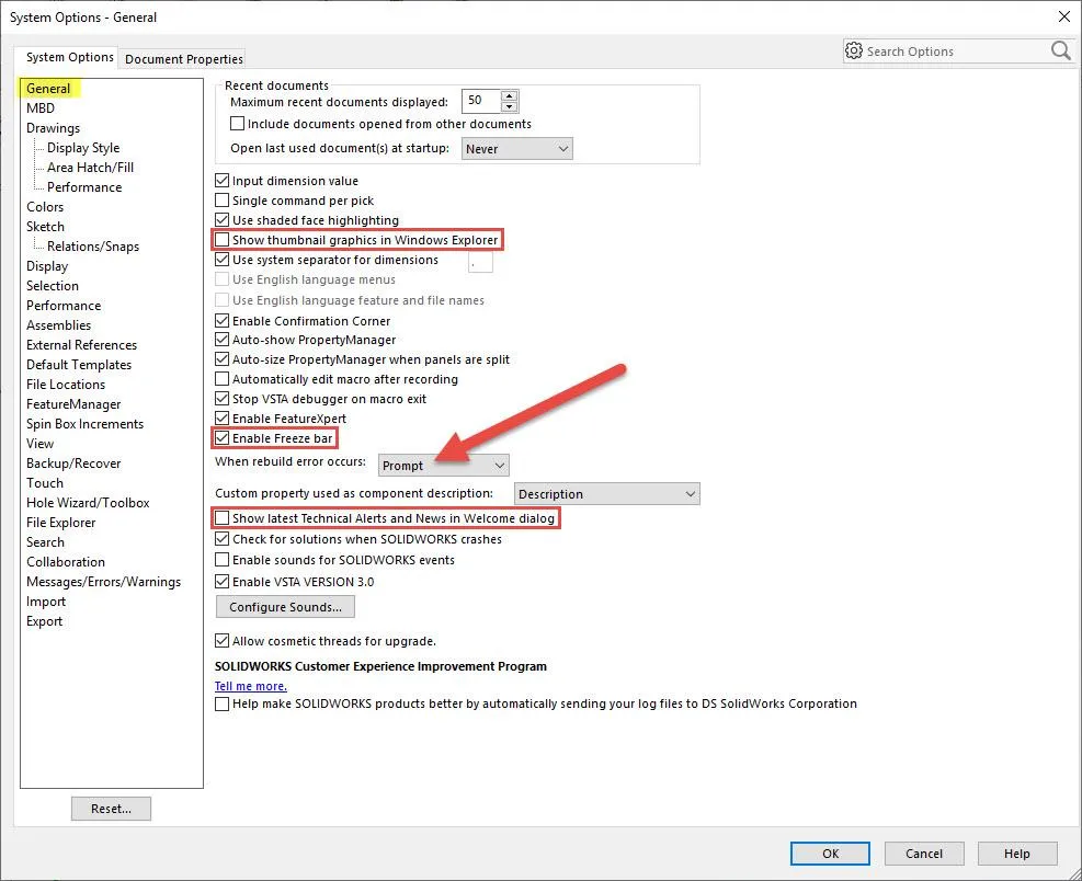 Optimizing SOLIDWORKS Performance with General System Options 