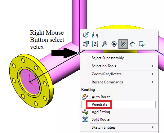 Penetration Option in SOLIDWORKS Routing