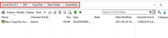Preserve Relative Paths Option Turned on in SOLIDWORKS PDM 