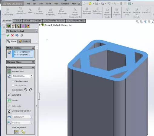 Profile Center Mates in SOLIDWORKS