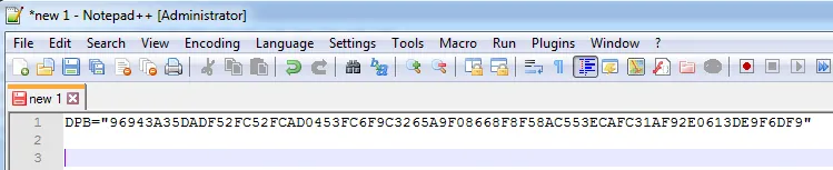 Figure 2: First string pasted in text editor