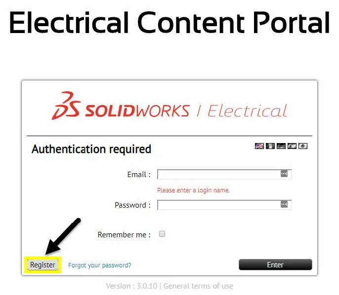 Register for SOLIDWORKS Electrical Content Portal 