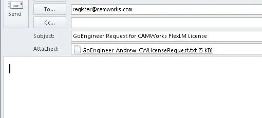 Request CAMWorks License from CAMWorks