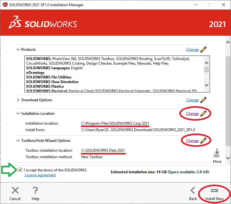 SOLIDWORKD Downloads summary page