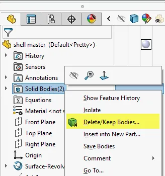 SOLIDWORKS delete or keep body