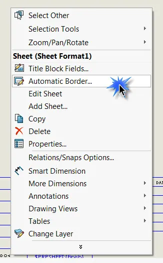 SOLIDWORKS Drawing Automatic Border Tool Figure 2