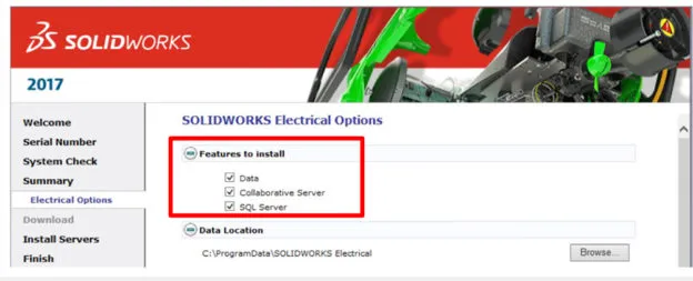 solidworks electrical installation features to install