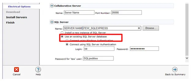install solidworks electrical use existing sql database