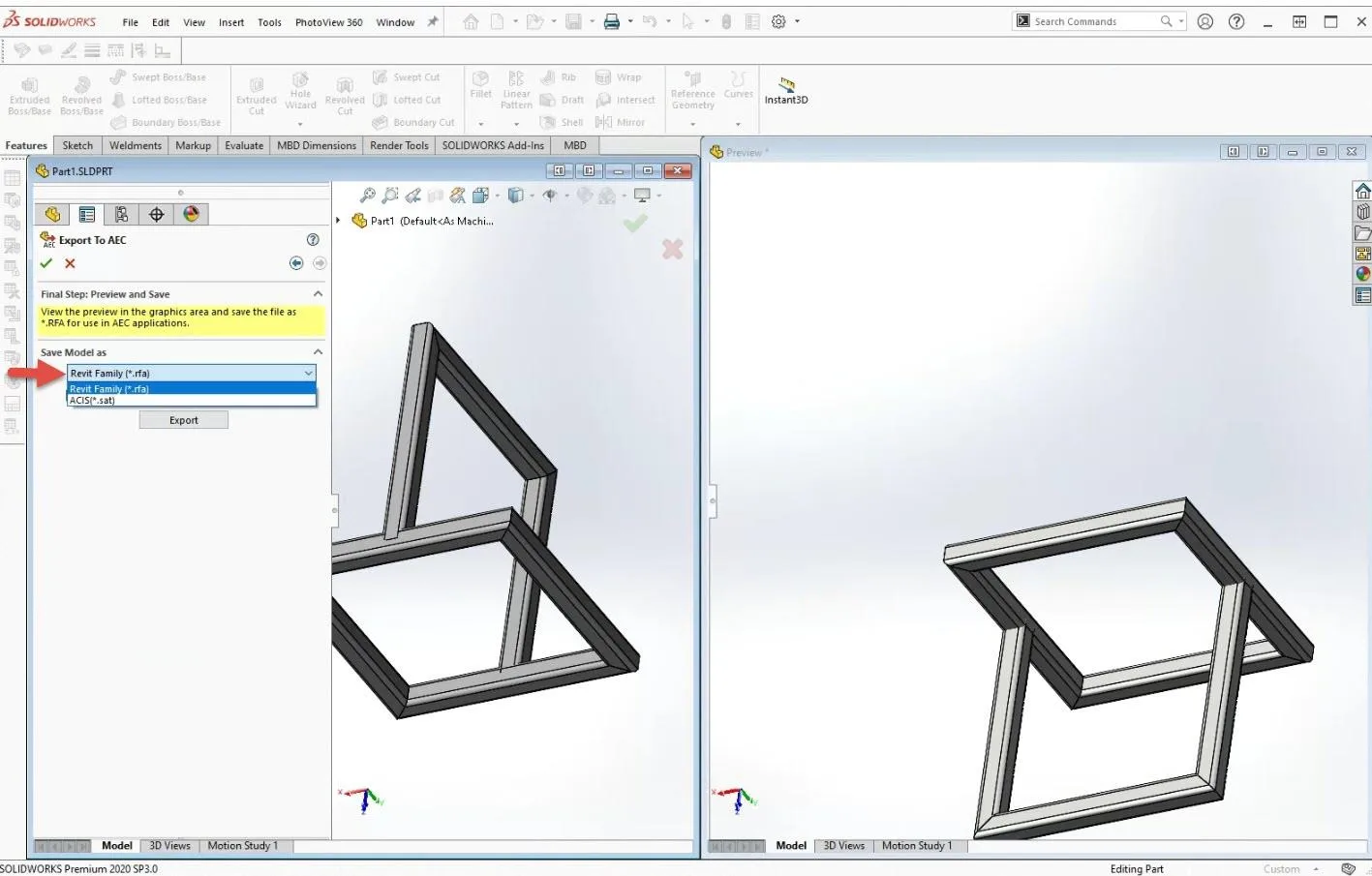 SOLIDWORKS Exporting BIM and AEC Software File Formats
