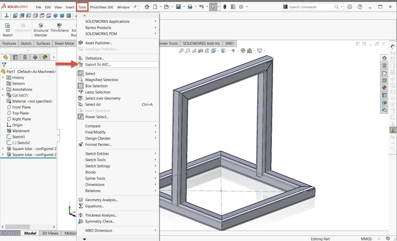 SOLIDWORKS Exporting BIM and AEC Software