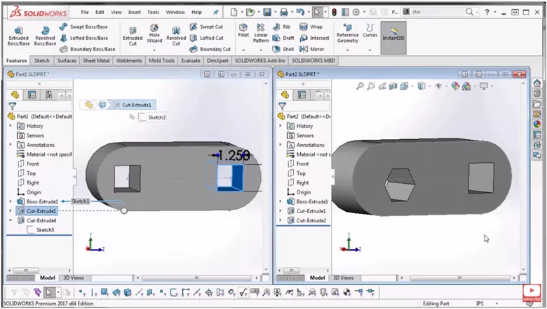 SOLIDWORKS Feature Creation Copy and Paste on Different Parts
