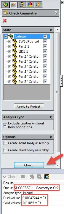 Check Geometry in SOLIDWORKS Flow Simulation