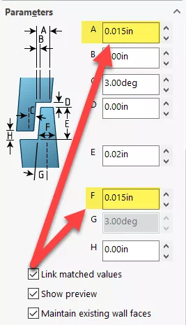 SOLIDWORKS Link Matched Values