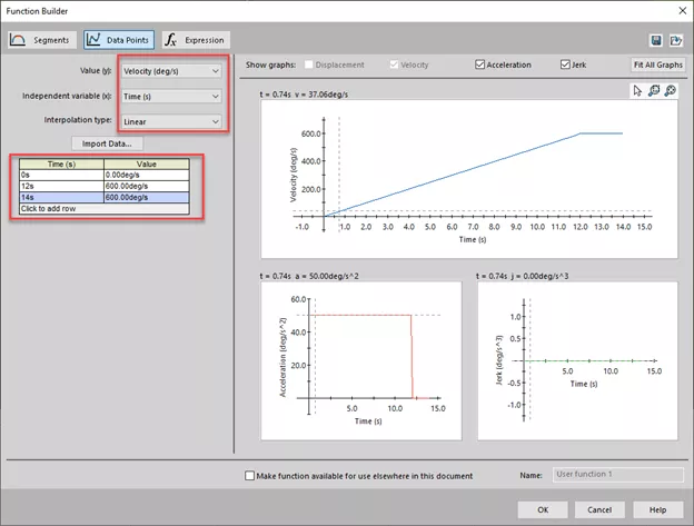SOLIDWORKS Motion Study Function Builder for Power