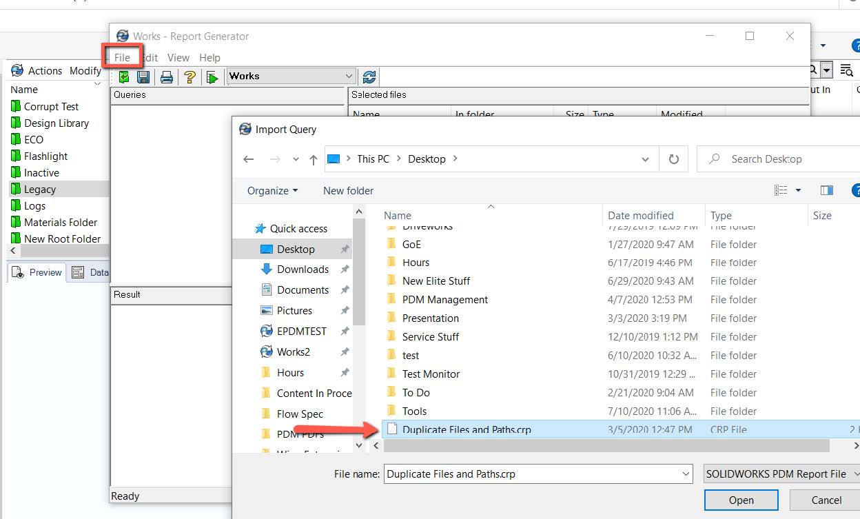 SOLIDWORKS PDM Duplicate File Name Report | GoEngineer