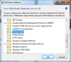 Activate the Windows Telnet feature SOLIDWORKS PDM