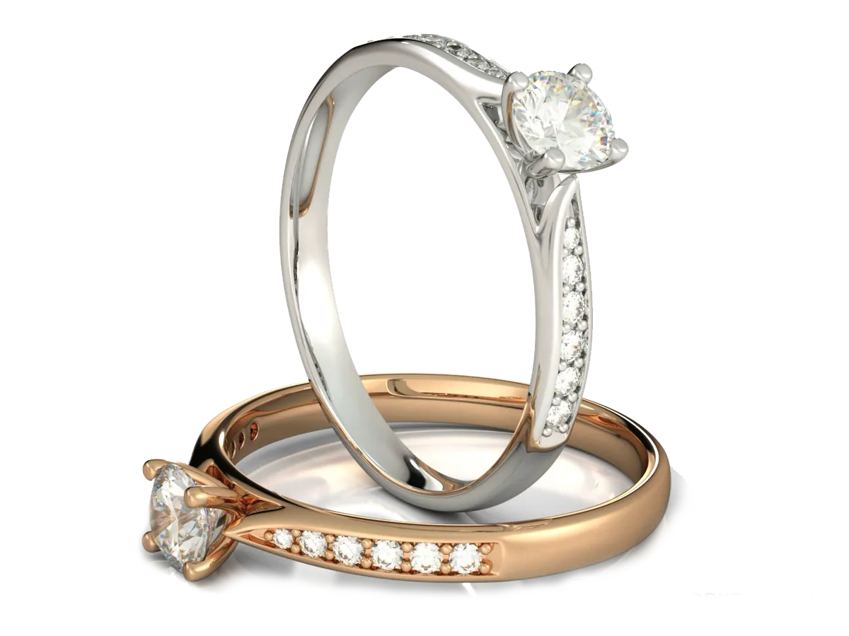 Visualize Standard render of gold and silver rings in SOLIDWORKS Professional