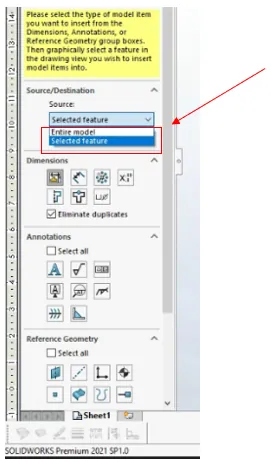 SOLIDWORKS Selected Features