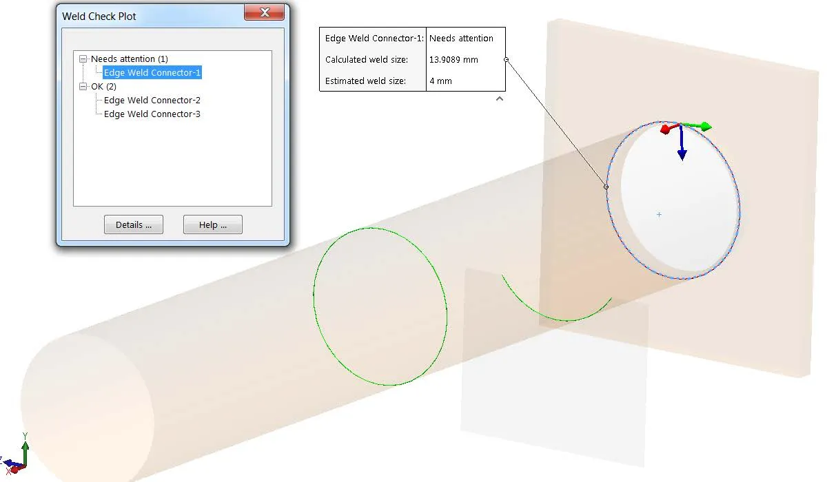 SOLIDWORKS Simulation Edge Weld Connector Types, Sizing, and More