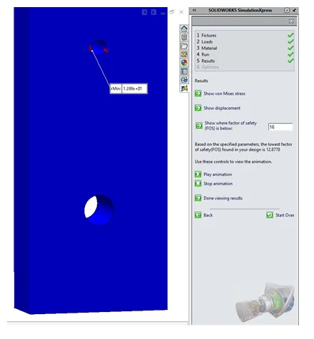 SOLIDWORKS SimulationXpress example