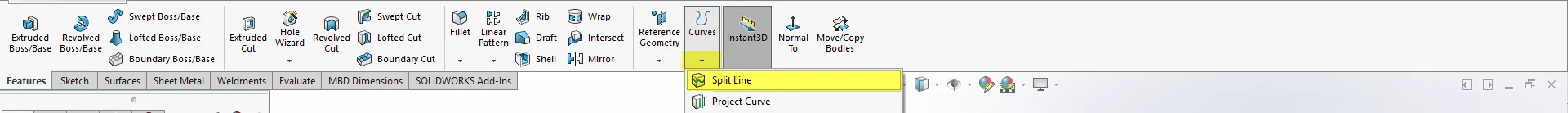 solidworks split line