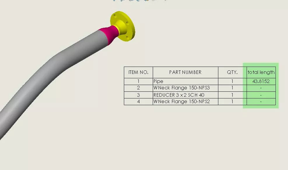 SOLIDWORKS Tutorial Bent Pipe Length BOM 