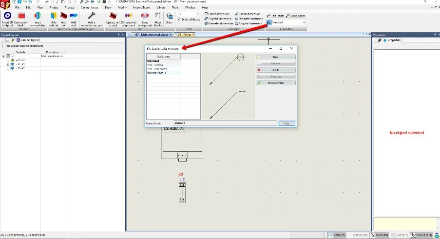 Leader Style Manager SOLIDWORKS Electrical